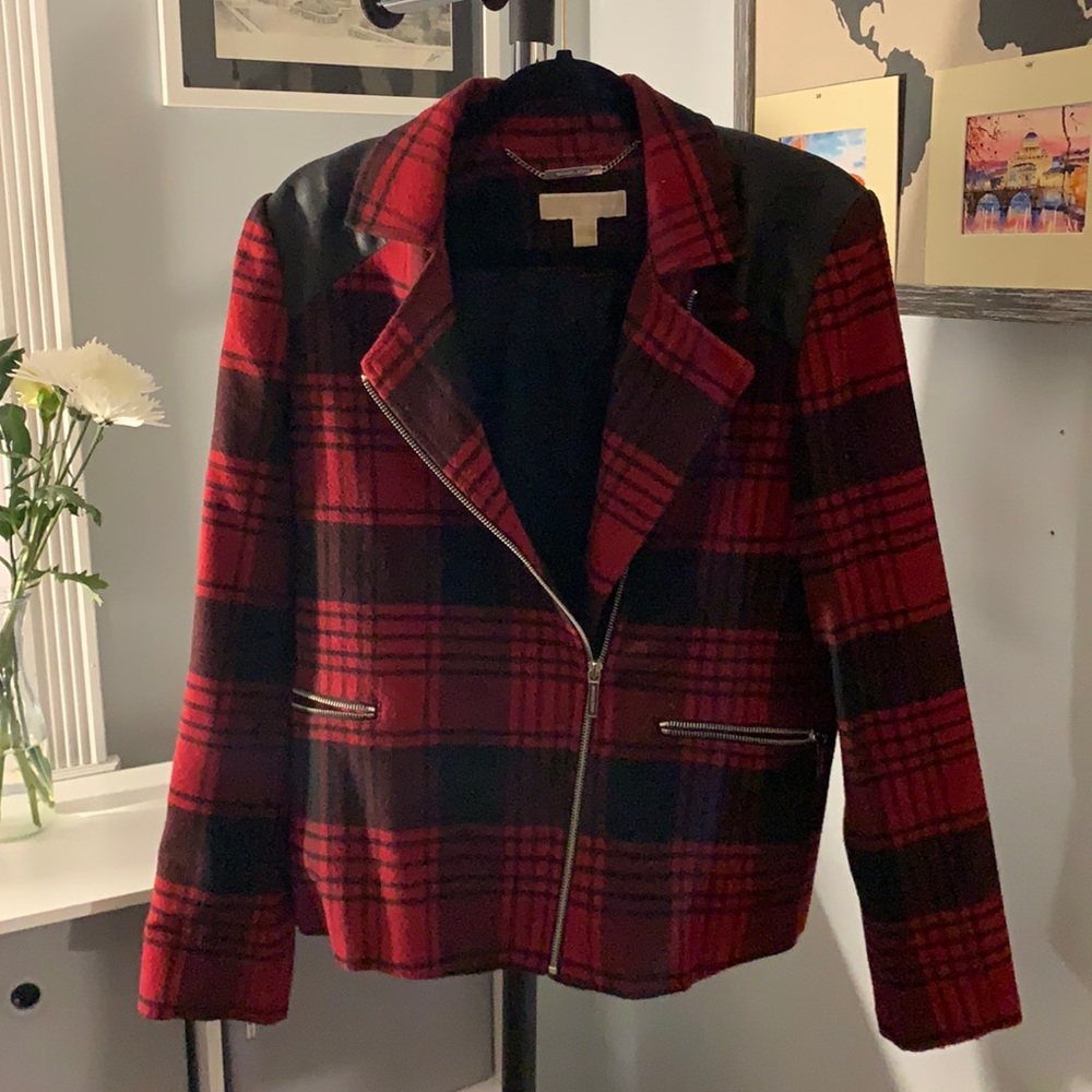 Red Plaid Michael Kors Jacket